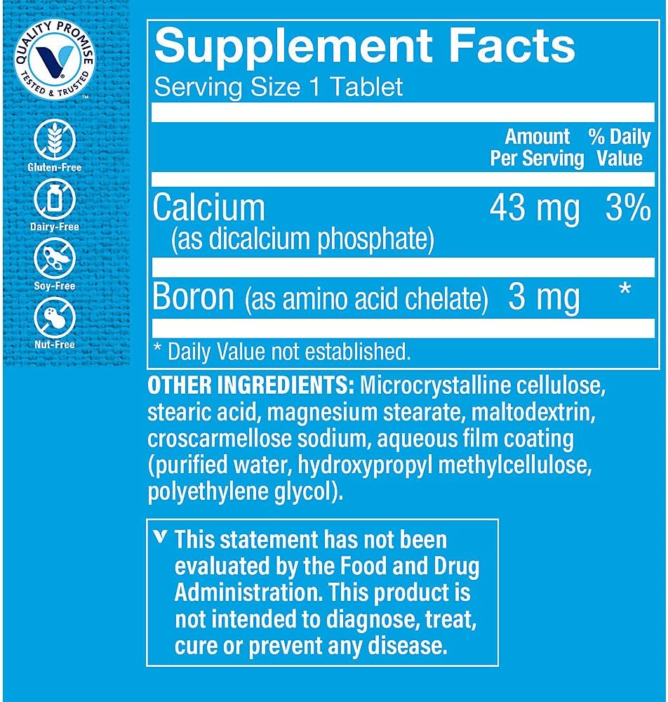 The Vitamin Shoppe Boron 3mg Chelated Tablets (100) - görsel 2