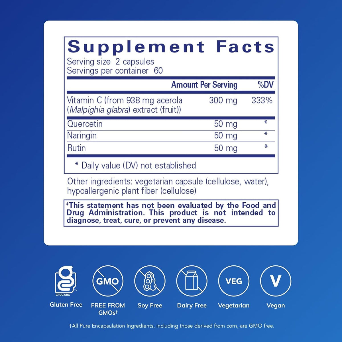 Pure Encapsulations Acerola/Flavonoid | Maize-Free, Plant-Based Vitamin C and Bioflavonoid | 120 Capsules - görsel 2