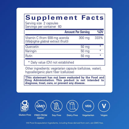 Pure Encapsulations Acerola/Flavonoid | Maize-Free, Plant-Based Vitamin C and Bioflavonoid | 120 Capsules