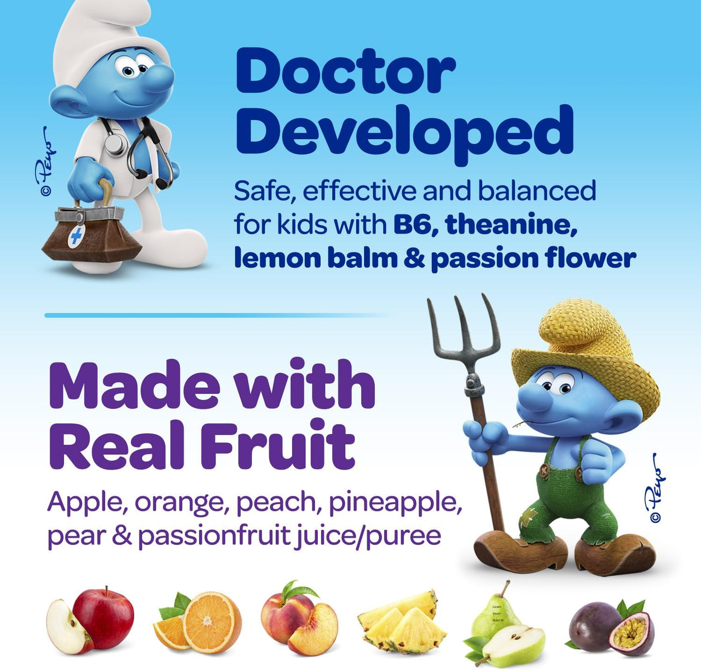 Smurfs Kids Calm Gummies | Calming Gummies with Lemon Balm & L-Theanine | Doctor Formulated | 20 Servings - görsel 5
