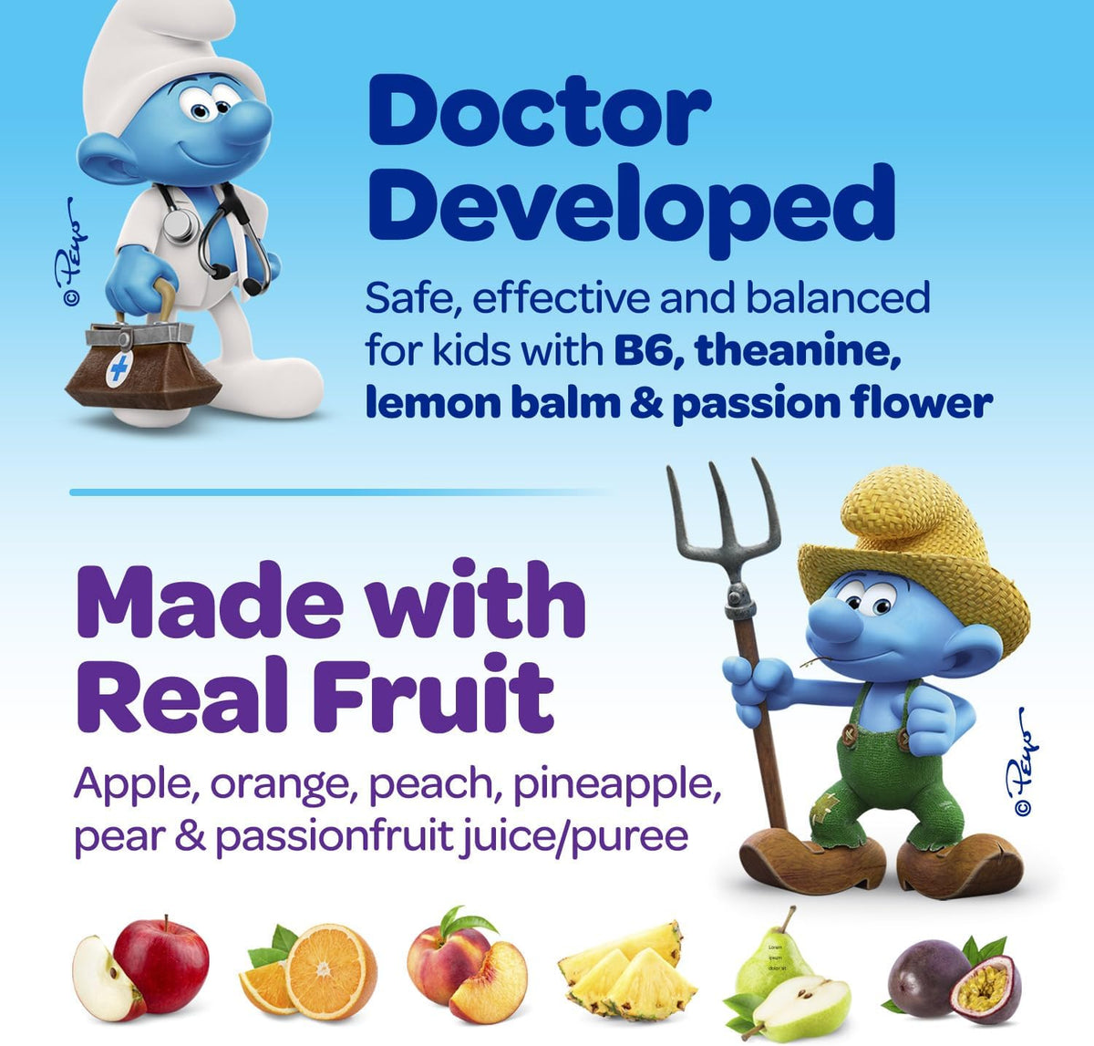 Smurfs Kids Calm Gummies | Calming Gummies with Lemon Balm & L-Theanine | Doctor Formulated | 20 Servings - görsel 5