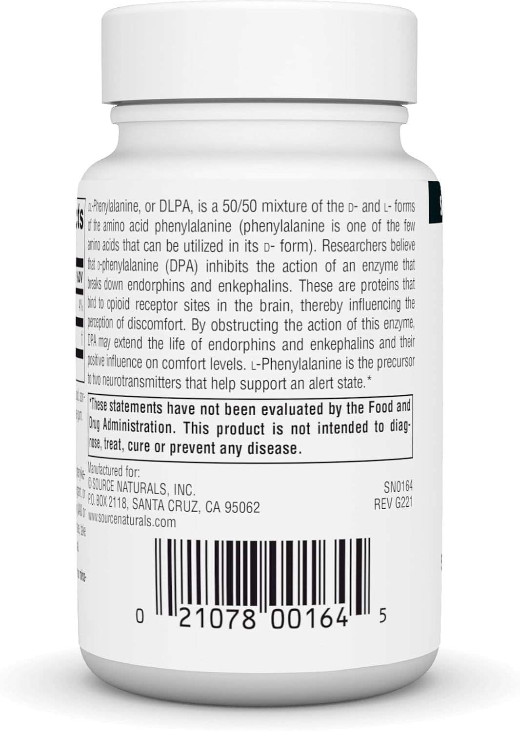 Source Naturals DLPA (DL-Phenylalanine) 750 mg – 30 Tablets - görsel 3