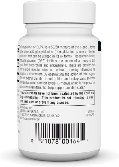 Source Naturals DLPA (DL-Phenylalanine) 750 mg – 30 Tablets