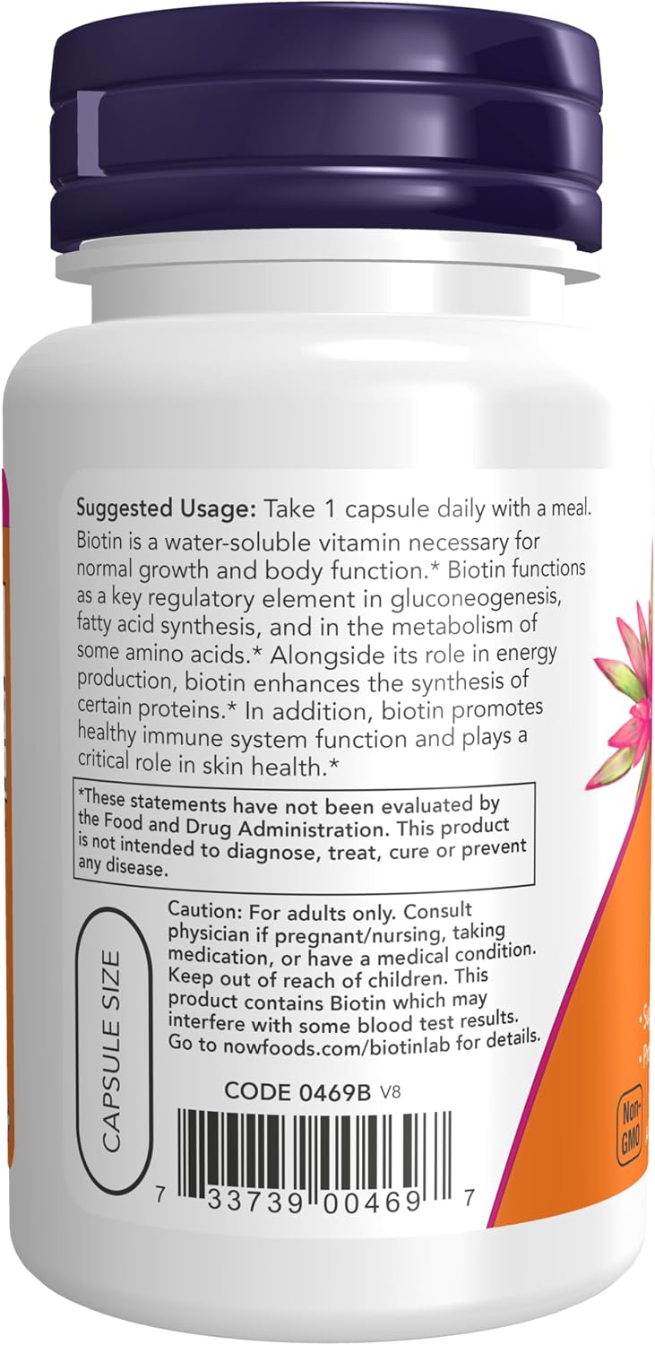 NOW Foods Biotin 1,000 mcg, 100 Capsules - görsel 3