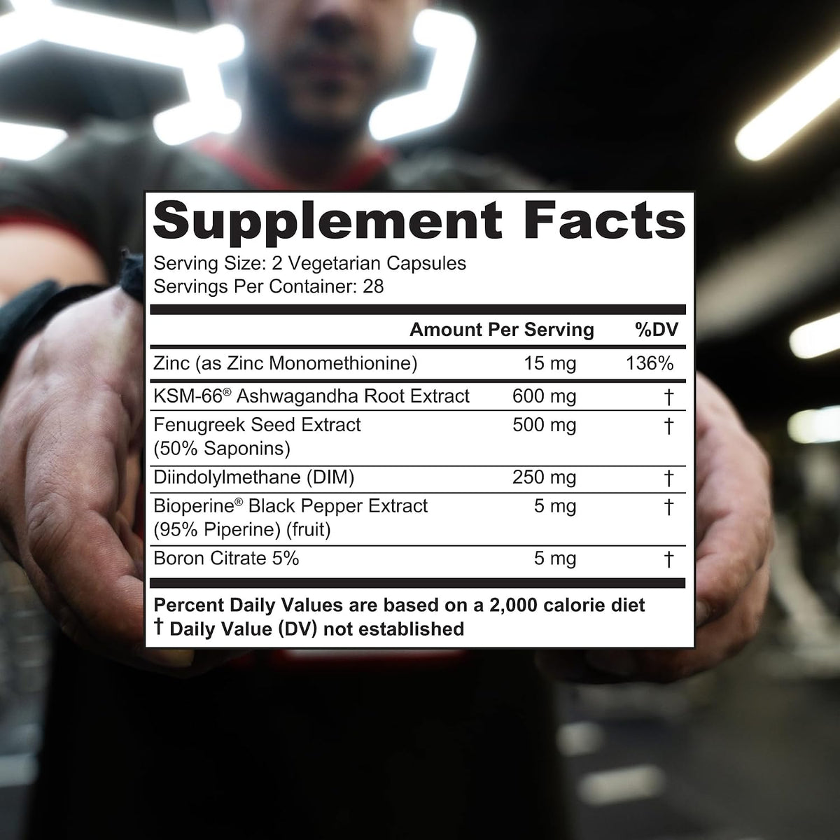 TRIUMPH Testosterone Booster for Men – DIM, Ashwagandha, Boron – 56 Veggie Capsules - görsel 3