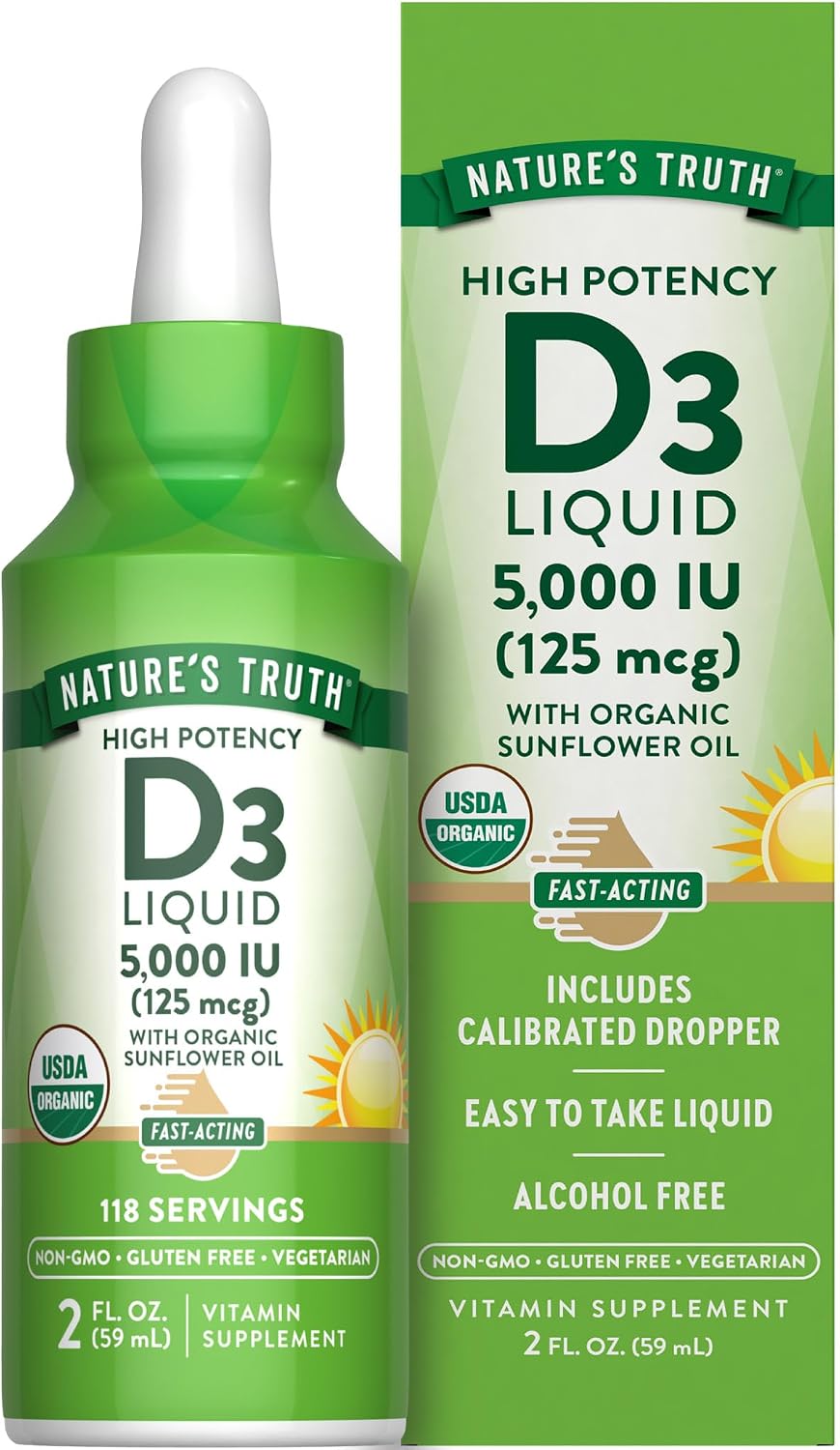 Nature's Truth Vitamin D3 Liquid Drops – 5000 IU, 59 ml - görsel 1