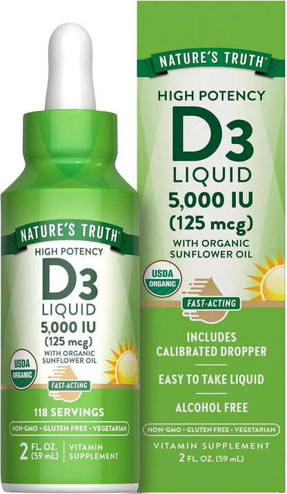 Nature's Truth Vitamin D3 Liquid Drops – 5000 IU, 59 ml