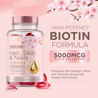 Built by Nature Hair, Skin and Nails Vitamins, 120 Softgels