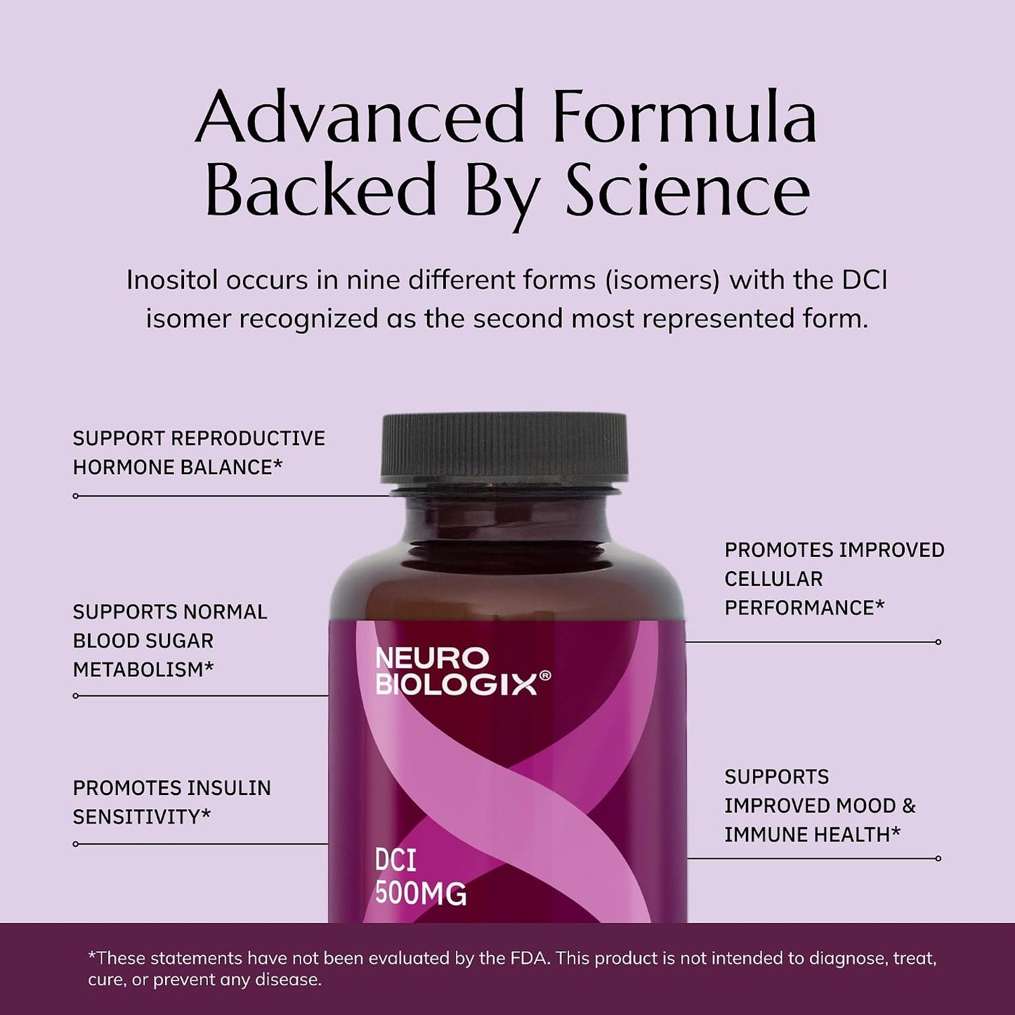 Neurobiologix D-Chiro Inositol 500 mg, High-Potency Inositol Supplement, Supports Metabolic Function & Hormone Balance, Dairy & Gluten-free, Non GMO, 60 Vegetable Capsules - görsel 7