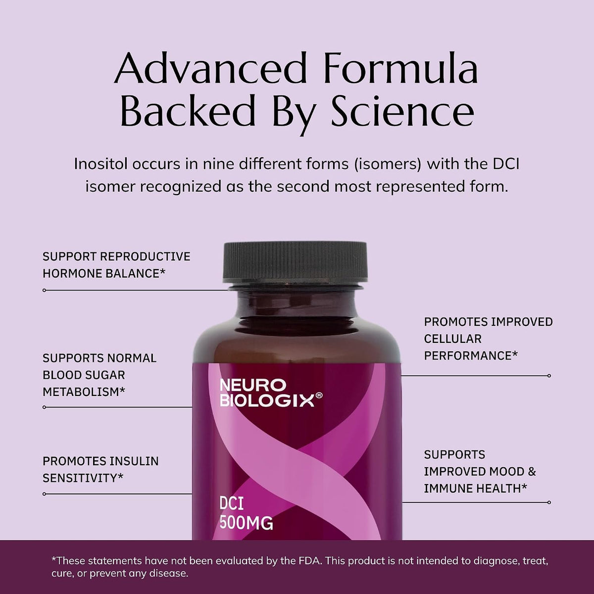 Neurobiologix D-Chiro Inositol 500 mg, High-Potency Inositol Supplement, Supports Metabolic Function & Hormone Balance, Dairy & Gluten-free, Non GMO, 60 Vegetable Capsules - görsel 7