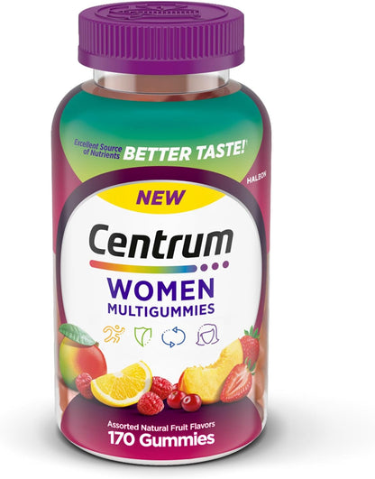 Centrum MultiGummies for Women 18+, Gummy Multivitamin, Assorted Natural Fruit Flavours - 170 Gummies