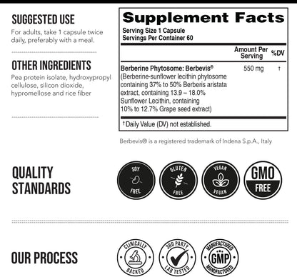SoActive Berberine 550mg – Optimised Phytosome for Enhanced Absorption | Supports Metabolism & AMPK Activation | Non-GMO, Soya-Free | 60 Capsules