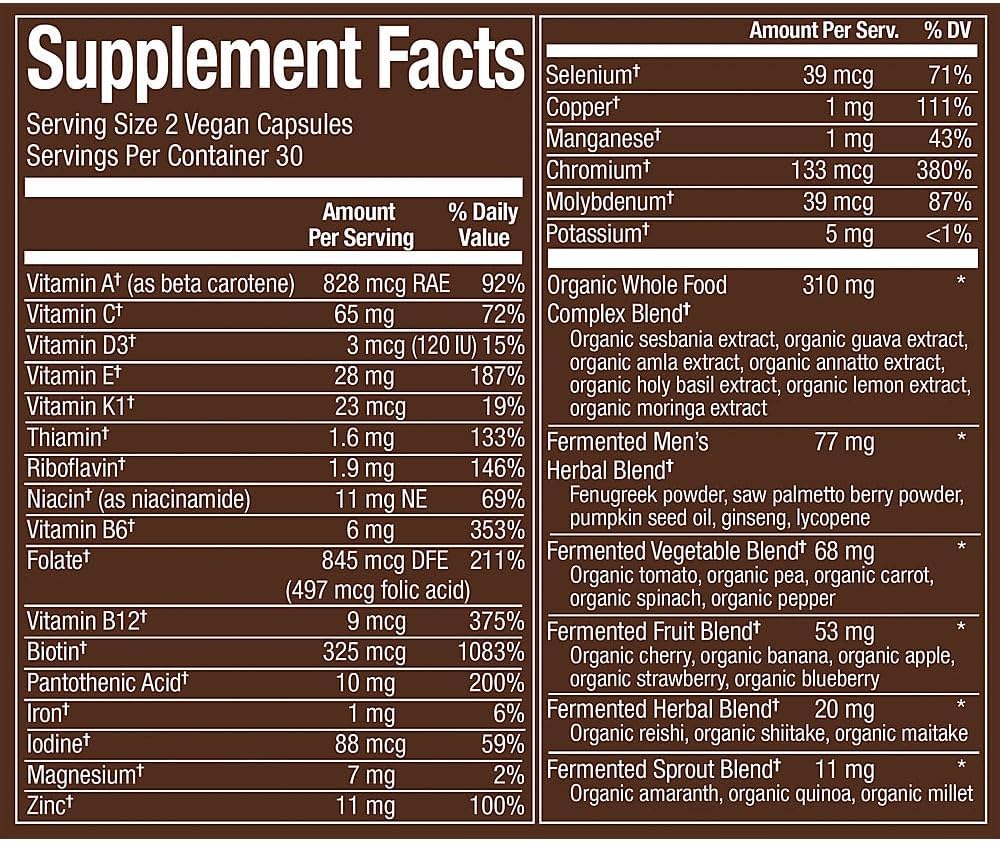 plnt Fermented Whole Food Men's 50+ Multivitamin (60 Vegan Capsules) - görsel 2