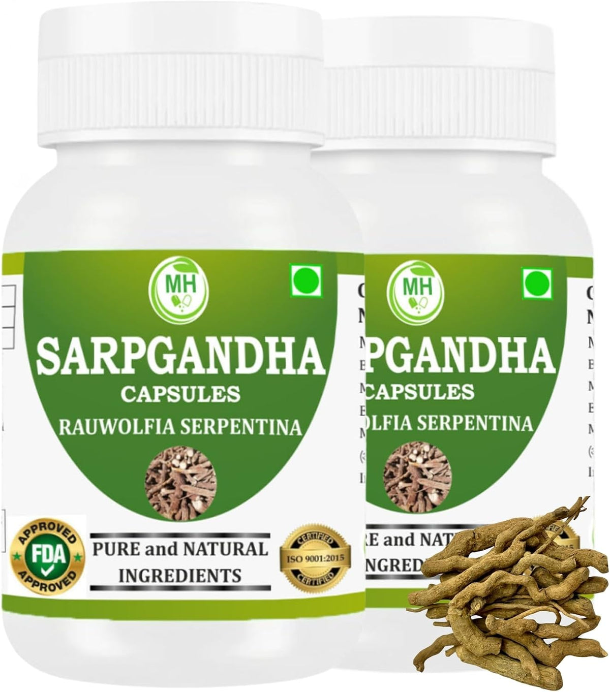 Sarpgandha (Rauwolfia serpentina) Capsules - Organic, Vegan, 500 mg - Combo Pack of 2 Bottles - görsel 1
