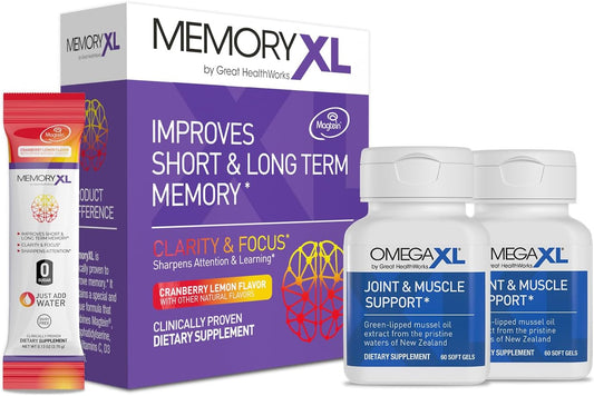 OmegaXL Joint Support Supplement (2 Pack) & MemoryXL Brain Supplement Bundle