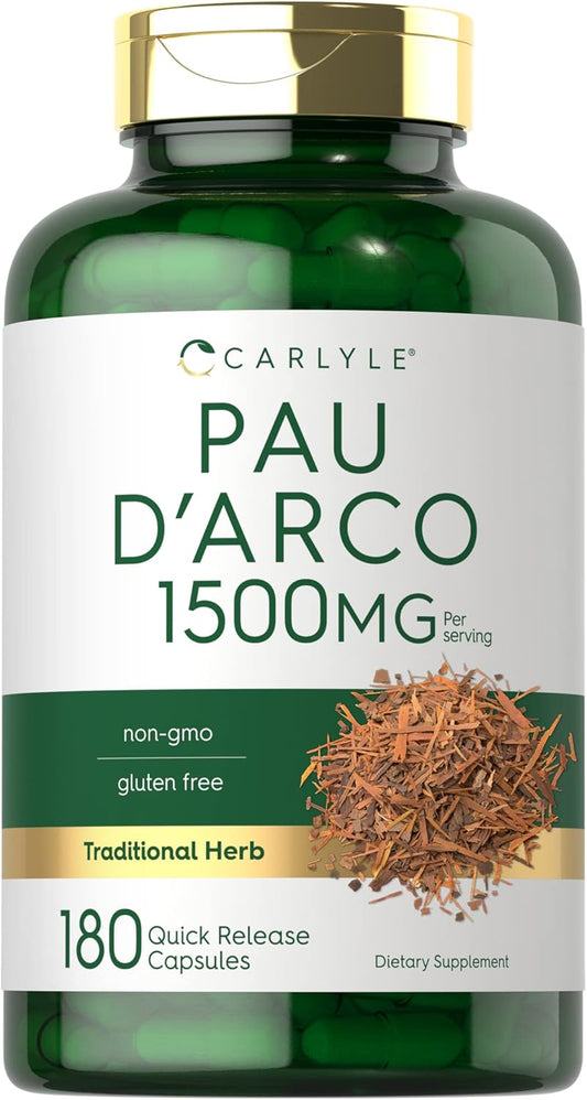Carlyle Pau D'Arco Capsules | 1500mg | 180 Count | Herbal Supplement