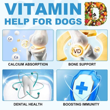 Vitamin D for Dogs, Liquid Vitamin D Drops, Dog Vitamins D Drops Promote Calcium Absorption, Supports Immune System, Hip & Joint Health, and Dental Health, Dog Multivitamin Supplements