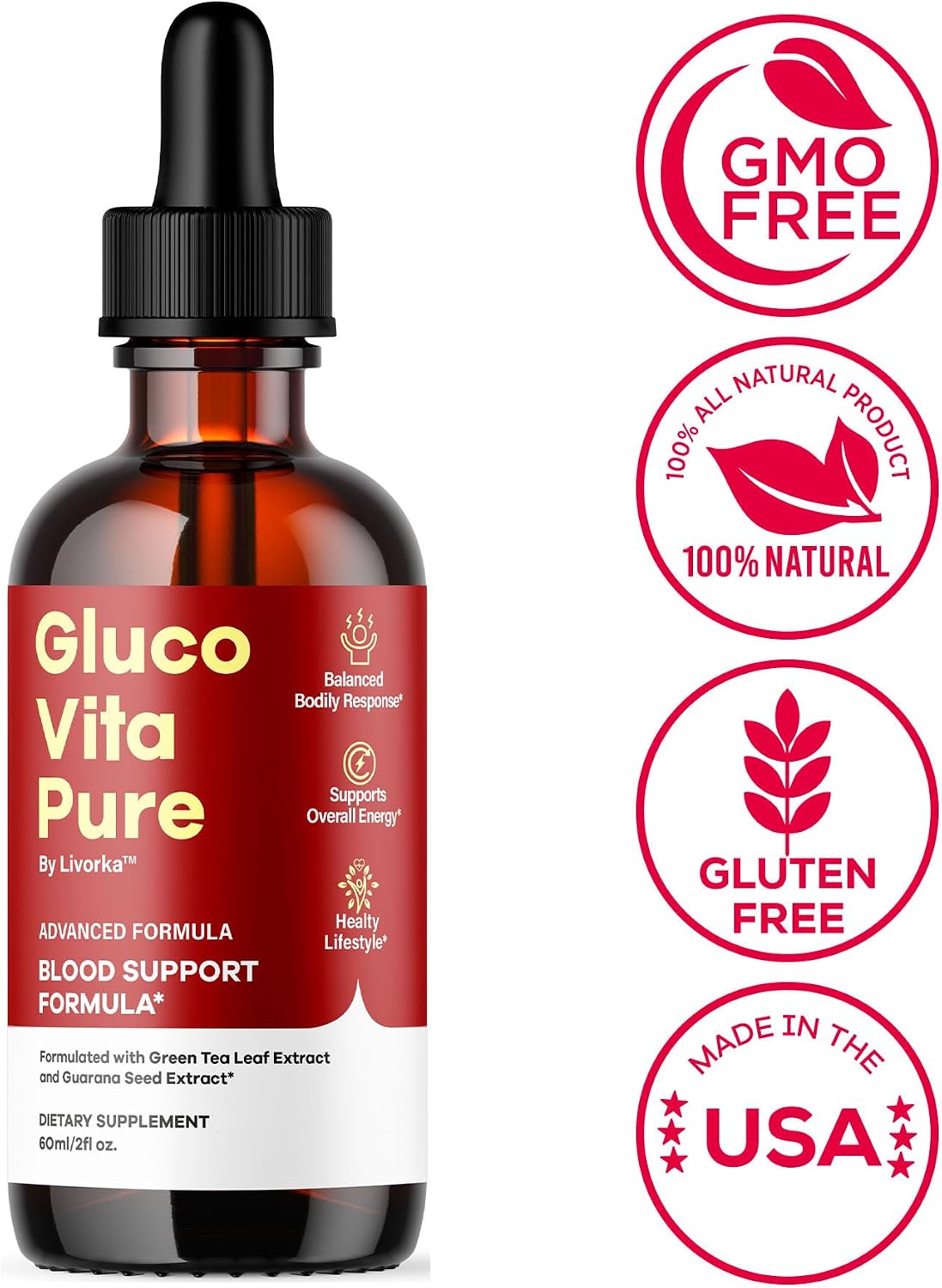 Glucovita Pure Drops - All-Natural Support, Premium Liquid Advanced Formula (5-Month Supply) - görsel 5