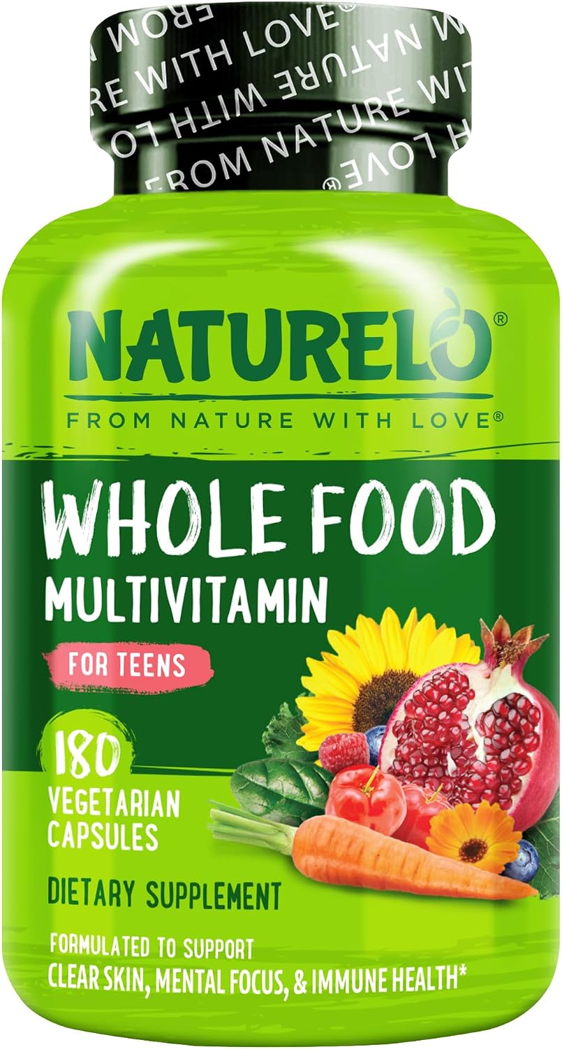 NATURELO Multivitamins for Teenage Girls & Boys, 120 Capsules, Whole Food Multivitamin with Minerals, Non-GMO, Vegetarian - görsel 9