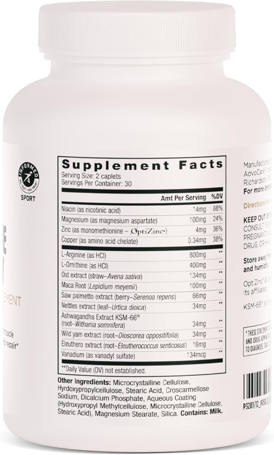 AdvoCare Night-time Recovery Amino Acid & Herbal Supplement – Muscle Recovery Support with Ashwagandha, L-Arginine, Magnesium & More – 60 Caplets - görsel 2