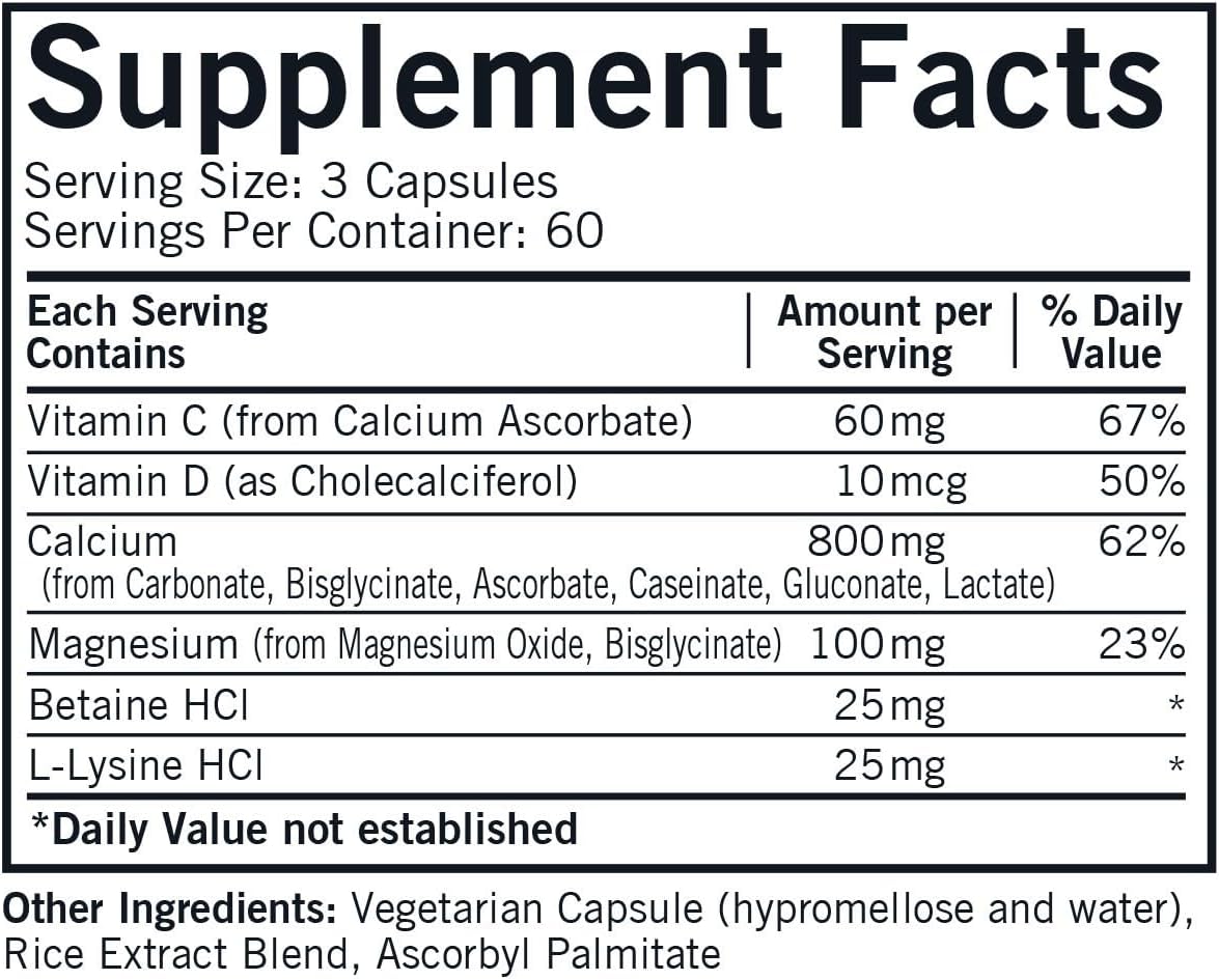 Kirkman Bone Support Calcium Supplement, 180 Vegetarian Capsules - görsel 2