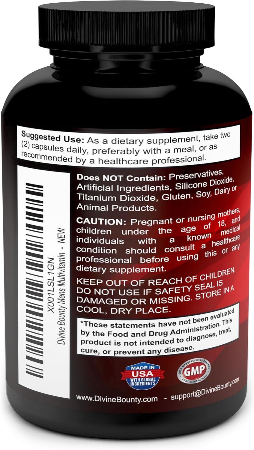 Men's Multivitamin – Daily Multivitamin for Men with Essential Vitamins & Minerals – 90 Vegetarian Capsules - görsel 3
