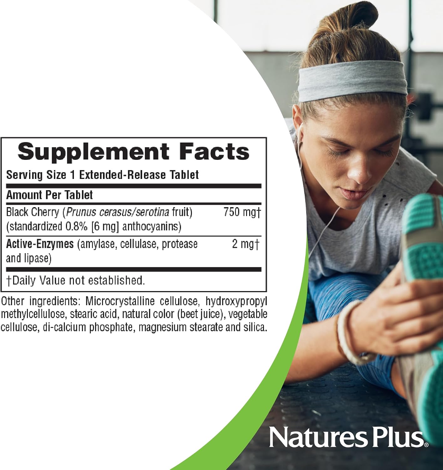 NaturesPlus Herbal Actives Black Cherry - 30 Extended Release Tablets - görsel 5