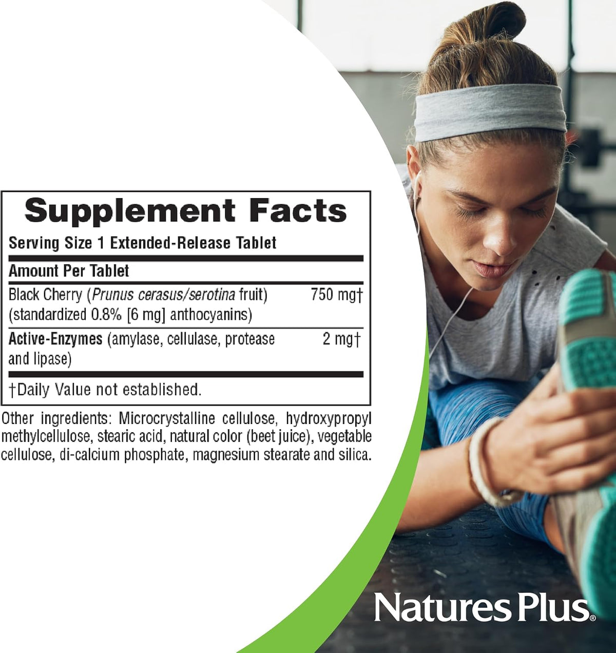 NaturesPlus Herbal Actives Black Cherry - 30 Extended Release Tablets - görsel 5