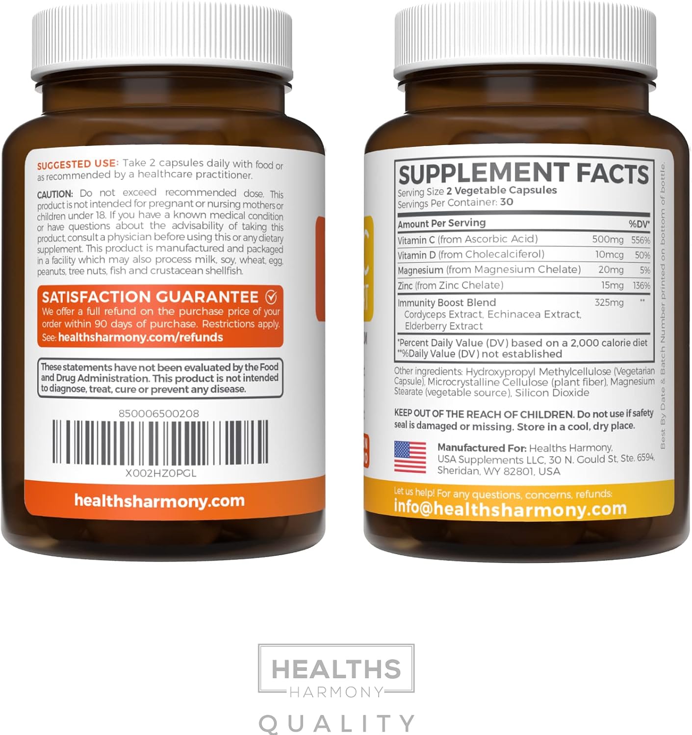 Vitamin C Immune Support Supplement – Immune Support Blend with Elderberry, Vitamin D3, Zinc & Magnesium (60 Capsules) - görsel 6