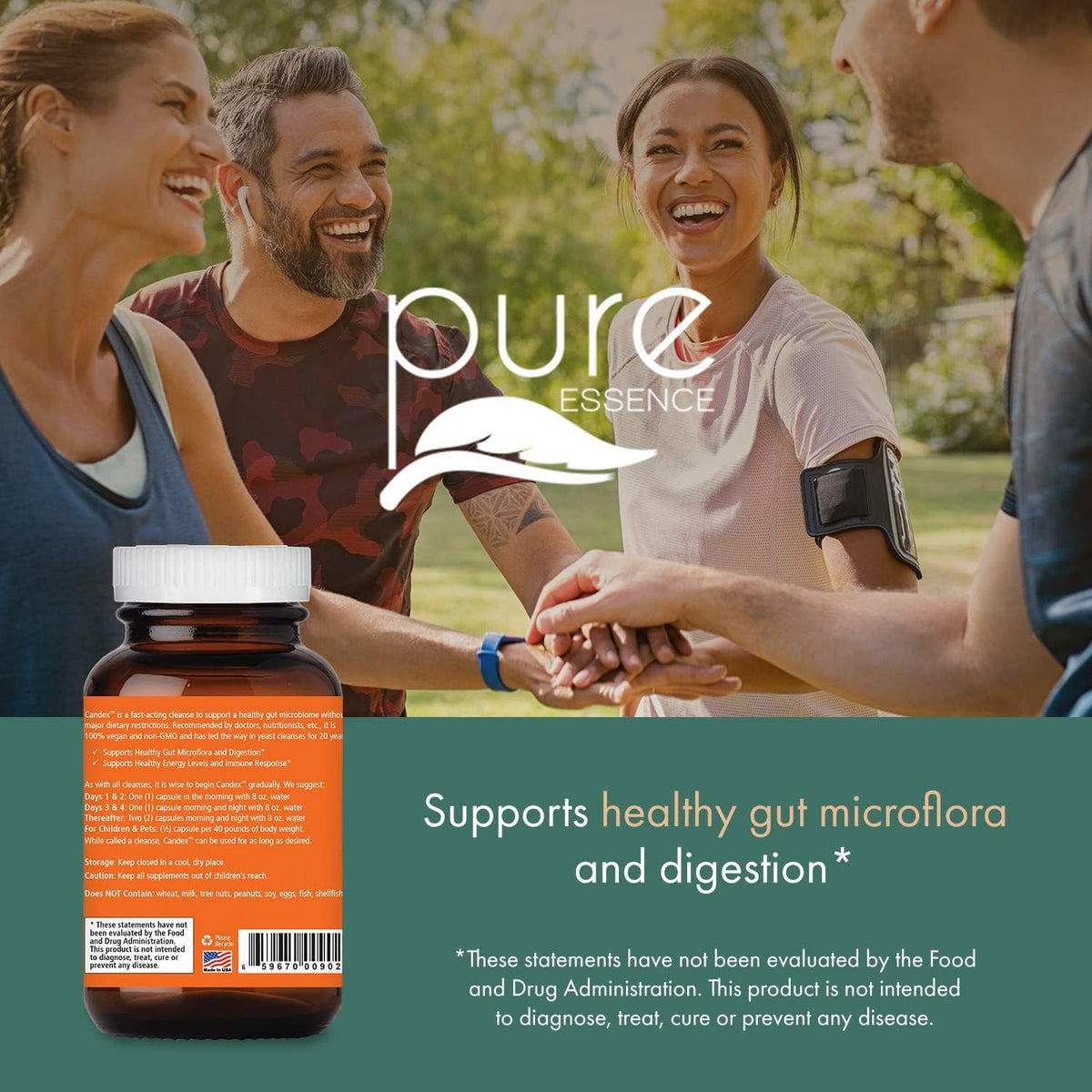 Pure Essence Candex Supplement – Yeast Overgrowth Support with Digestive Enzymes, 120 Capsules - görsel 6