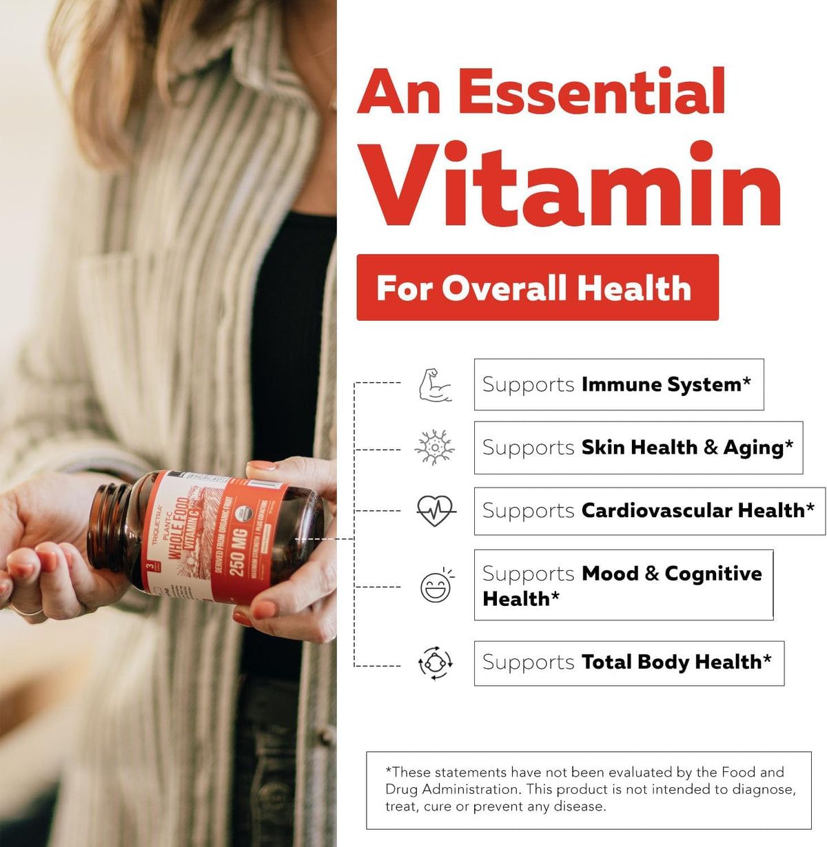Organic Vitamin C - Whole Food from Fruit with Absorption Cofactors, 250 mg, 90 Capsules - görsel 6