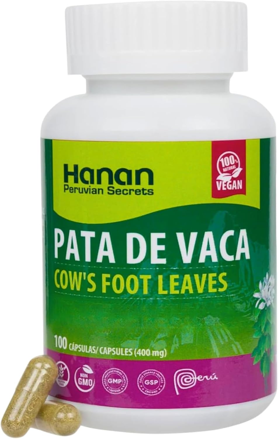 Hanan Pata de Vaca 100 Capsules – Pure Cow's Foot Leaves (Bauhinia forficata) for Detox & Digestive Support - görsel 1