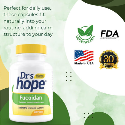 Dr's Hope Fucoidan 65mg – Brown Seaweed Extract Food Supplement (60 Capsules)