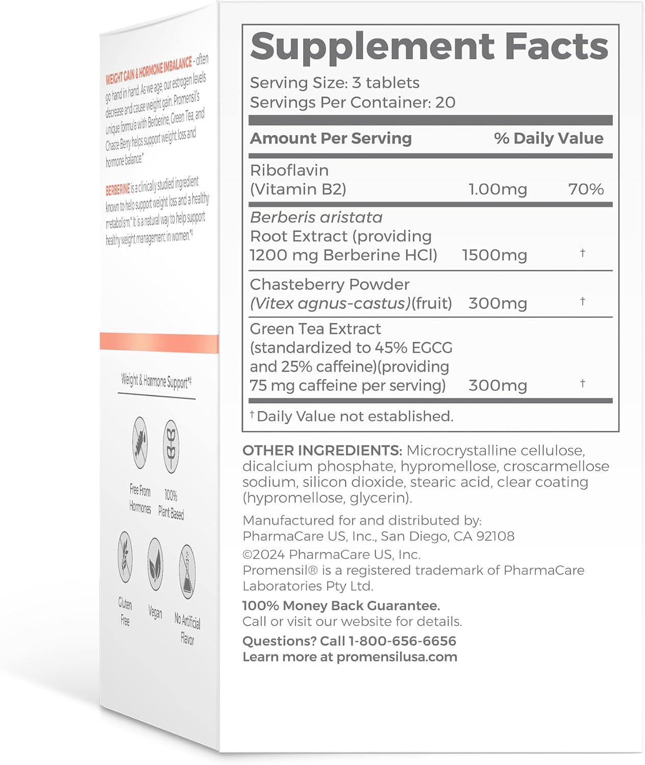 Promensil Weight Management Support - Berberine Hydrochloride Supplement for Women, Healthy Weight Management, Metabolic Support with EGCG Green Tea Extract, 1500mg Berberine Per Serving - 60 Tablets - görsel 8