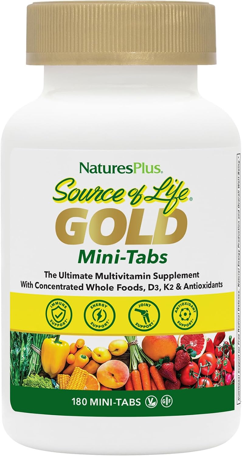 NaturesPlus Source of Life GOLD Multivitamin - 180 Mini-Tablets - With Vitamins D3, B12 & K2 - Blood, Bone & Immune Support - Vegetarian & Gluten Free - görsel 8