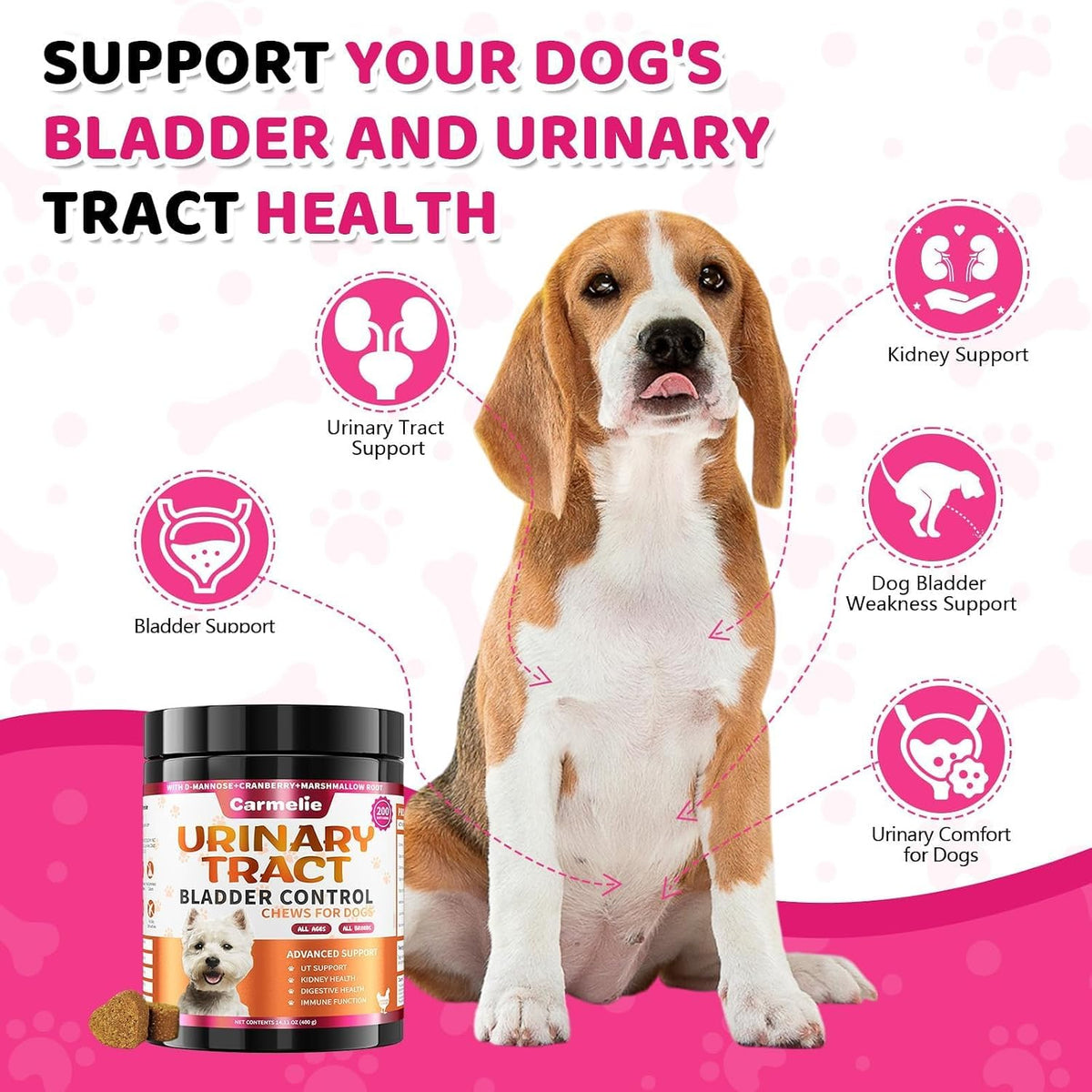 Cranberry Supplement for Dogs, Urinary Tract & Bladder Support - Cranberry Chews with D-Mannose - Kidney+Bladder, Digestion & Immune Support - 200 Chews, Chicken Flavour - görsel 5
