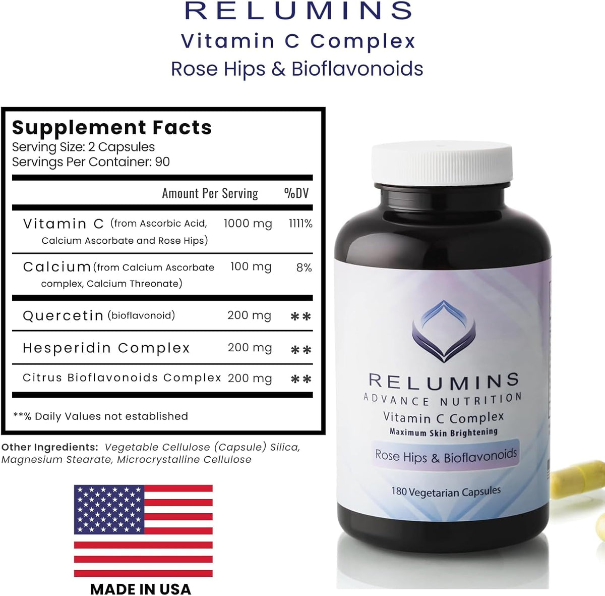 Relumins Advanced Vitamin C MAX Complex and Glutathione Booster Nutrient Capsules Set – Advanced Formula for Radiant Look, Enhanced Absorption, Food Supplement, 2-Piece Capsule Set - görsel 5