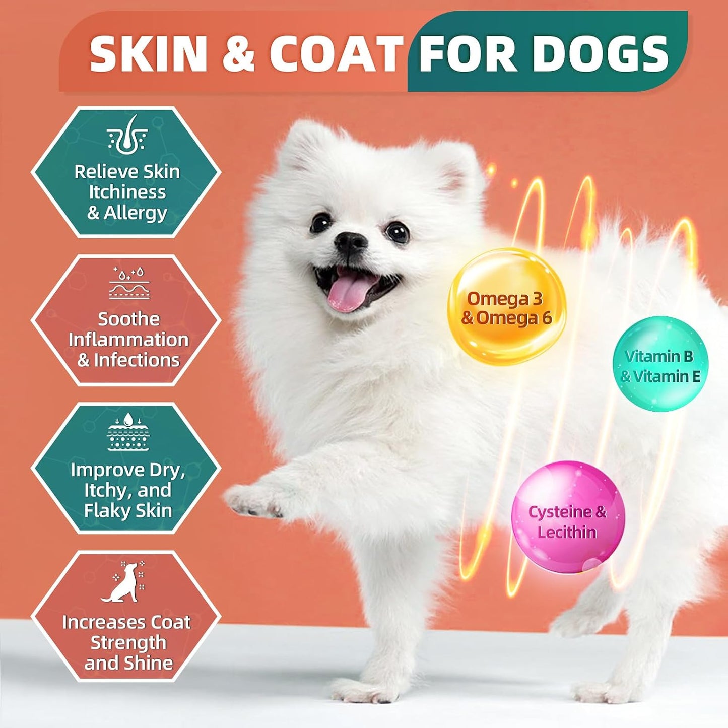 Dog Multivitamin, Dog Vitamins and Supplements, Multivitamin for Dogs with Glucosamine, Probiotics & Omega-3 for Joint, Digestive, Skin, Coat and Immune Health, Chicken Flavour - 180 Bites - görsel 7