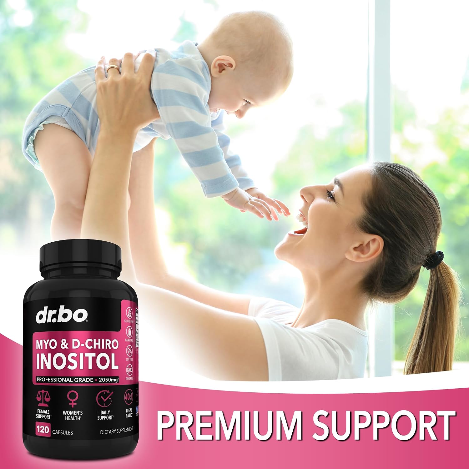 DR. BO Myo-Inositol & D-Chiro Inositol Supplement – 40:1 Ratio, 2050mg, 120 Capsules - görsel 5