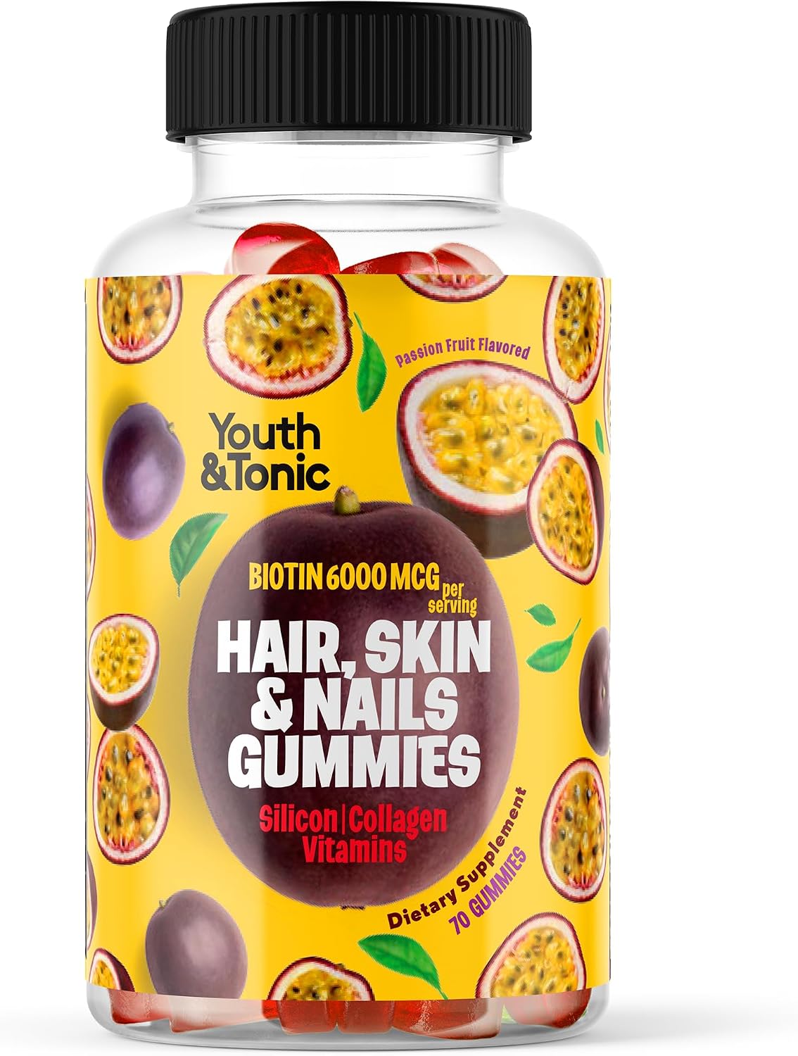 Youth & Tonic Biotin 6000mcg Hair Gummies with Collagen & Multivitamins - 70 Gummy Sweets - görsel 1