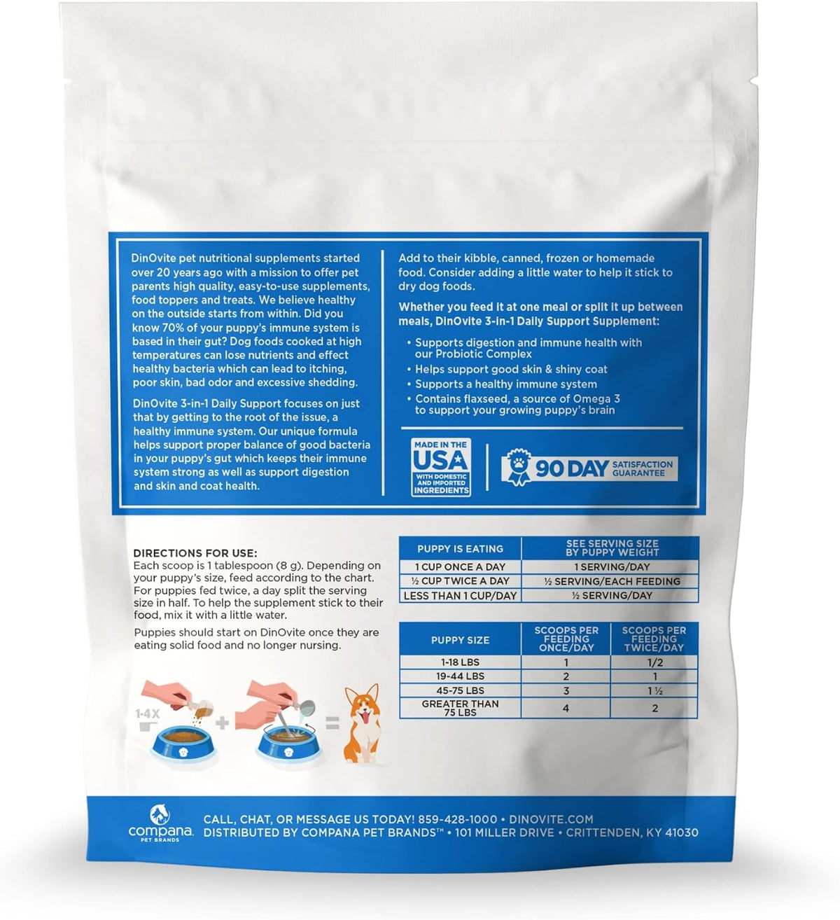 Dinovite Probiotic Food Topper for Puppies - – Skin and Coat Support: Enriched with omega-3 fatty acids, this – Image 2