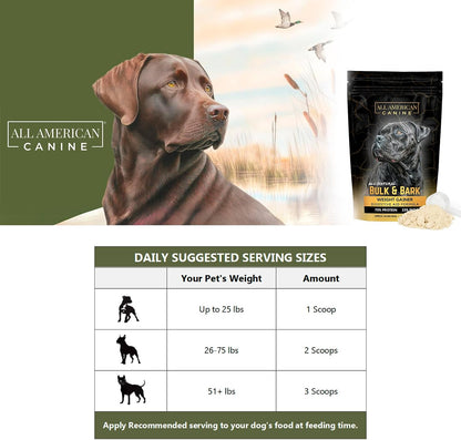 All American Canine Dog Weight Gainer + Digestive Aid Formula, Natural Health Supplement Food Topper, Weight Gain Supplements for Dogs, & Dog Muscle Builder - 60 Servings