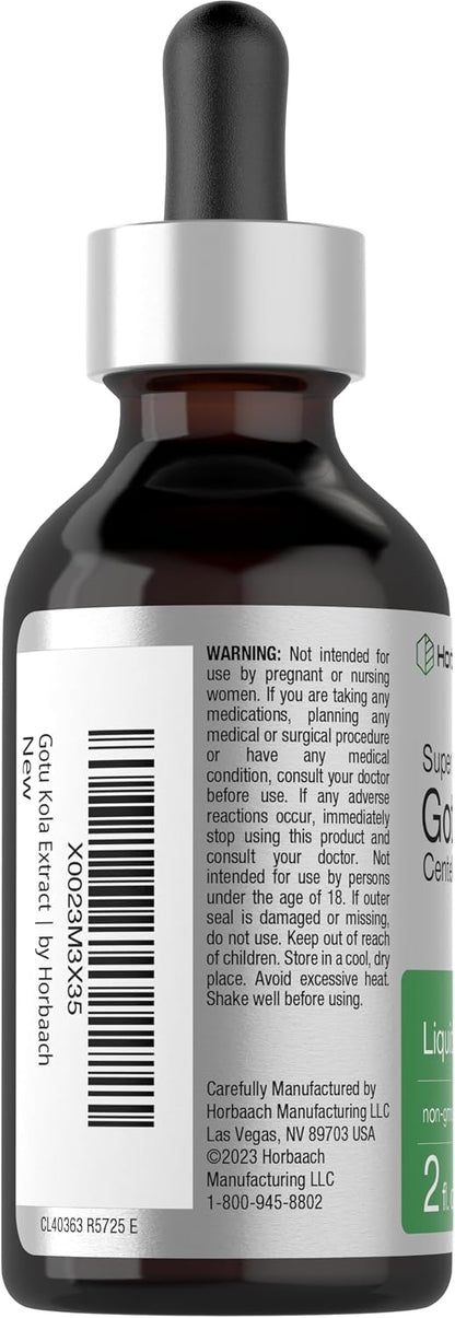 Horbäach Gotu Kola Extract - Alcohol Free Liquid Supplement, 60 ml
