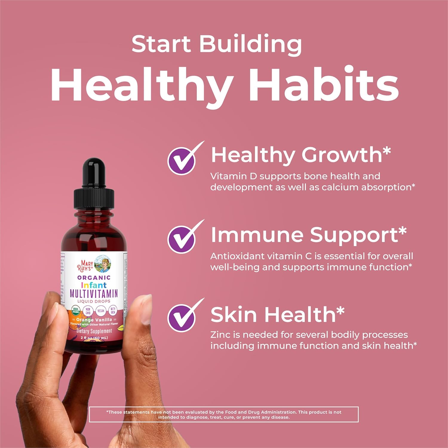 MARYRUTH'S Organics Multivitamin with Iron for Babies | USDA Organic | Liquid Drops for Infants 6–12 Months | Immune Support | Vegan | Non-GMO | Gluten-free | 60 ml - görsel 5