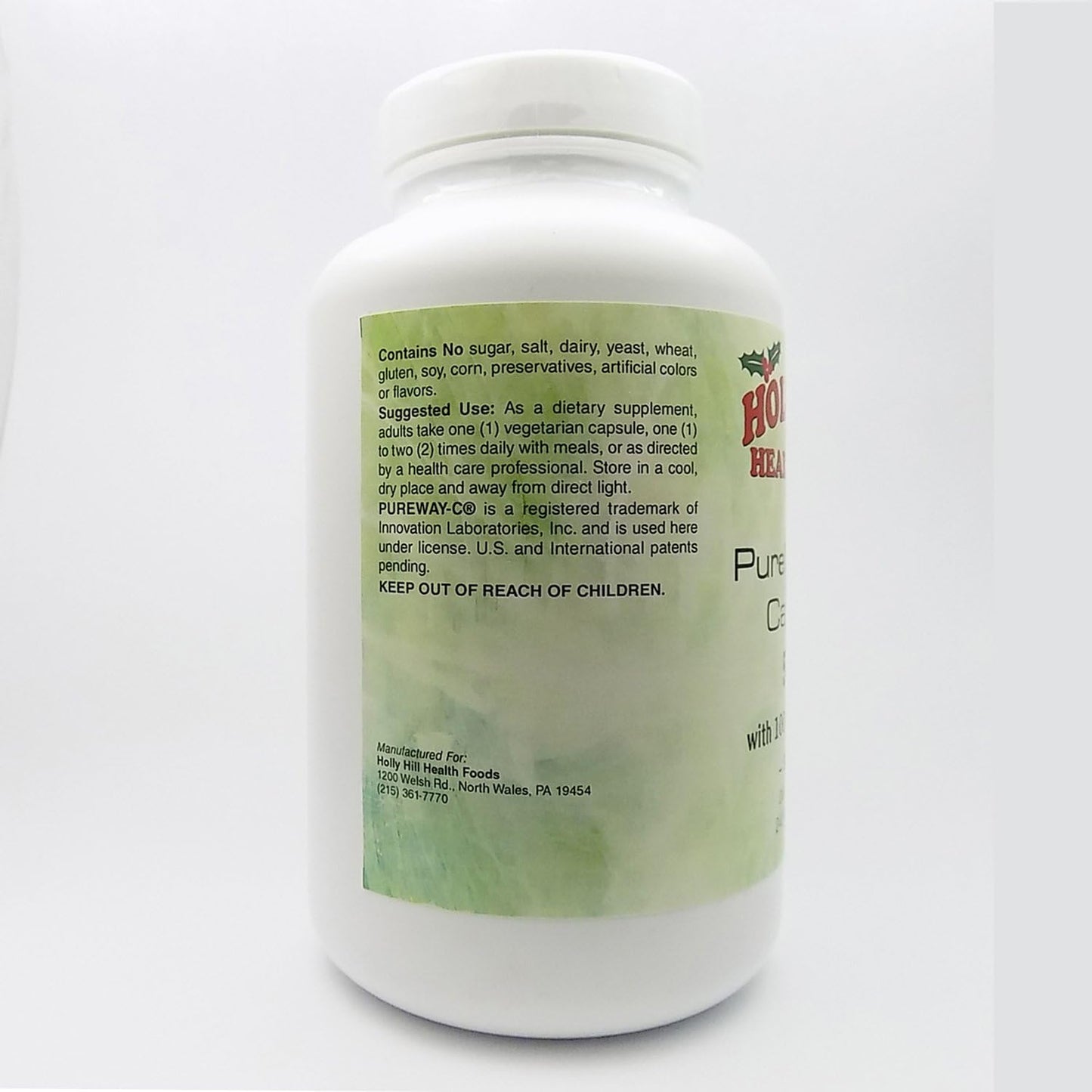 Holly Hill Health Foods PureWay-C 500 mg with 100 mg Citrus Bioflavonoids, Buffered, 240 Vegetarian Capsules - görsel 3