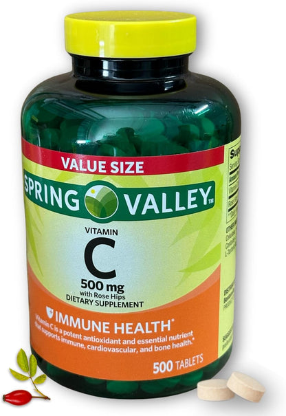 Vitamin C 500 mg with Rose Hips, 500 Tablets