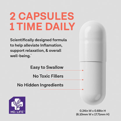 MD.LIFE Lock Jaw Assistance - Jaw Tension Relaxer Supplement with Suan Zao Ren and L-Theanine - 60 Vegan Capsules