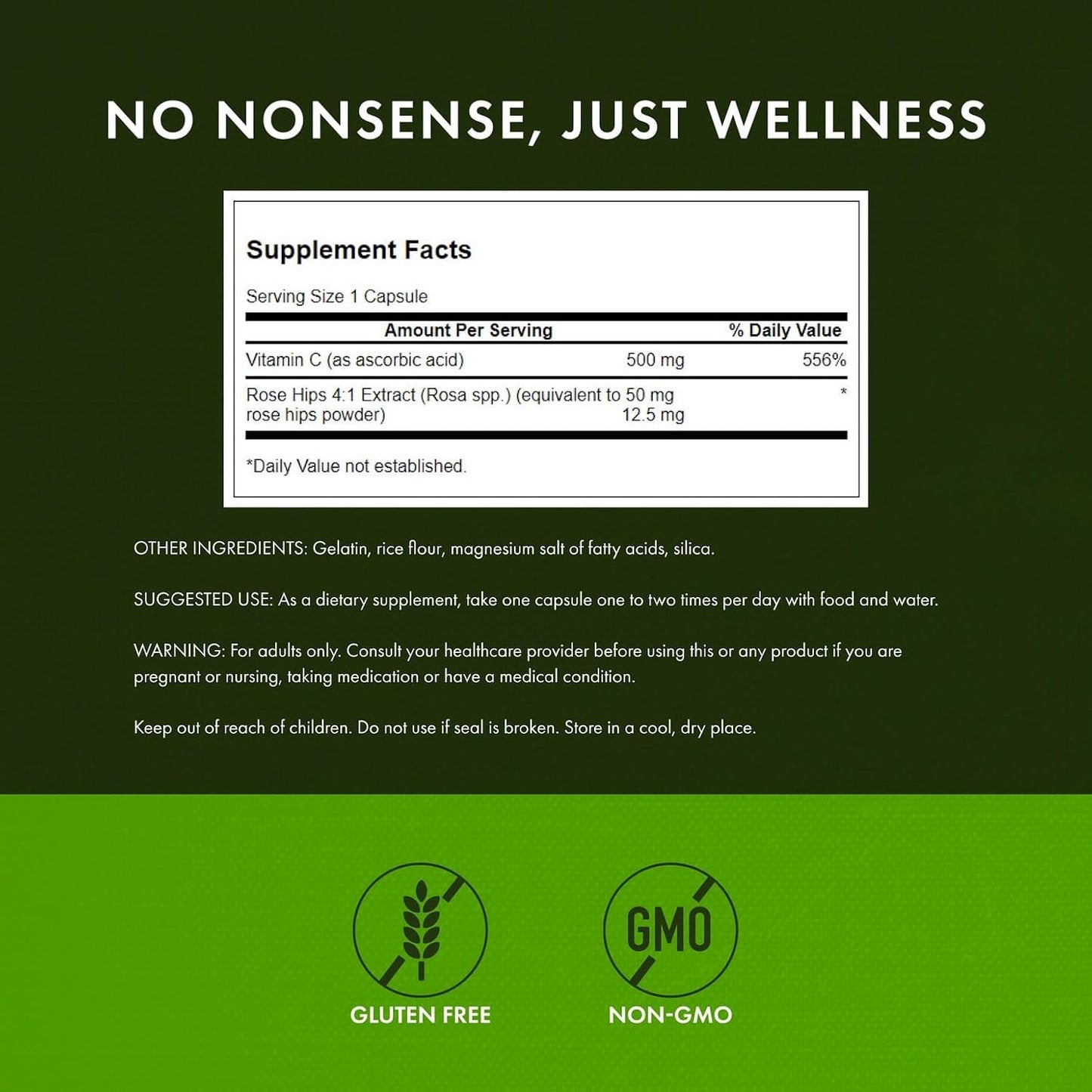 Swanson Vitamin C with Rose Hips, 500mg, 400 Capsules - görsel 2