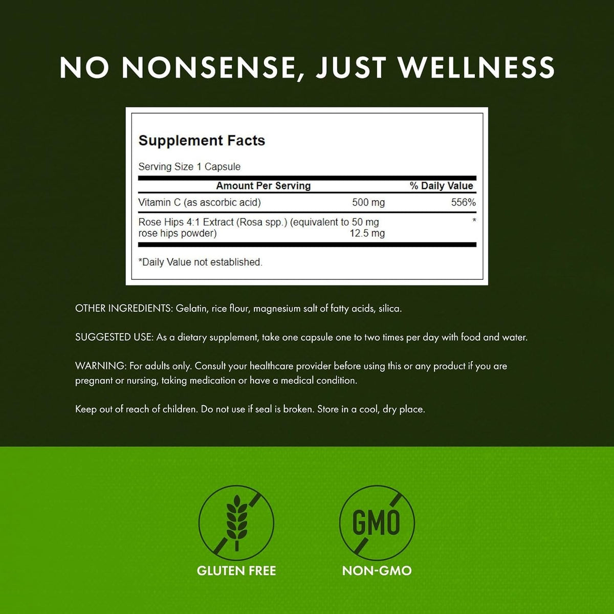 Swanson Vitamin C with Rose Hips, 500mg, 400 Capsules - görsel 2