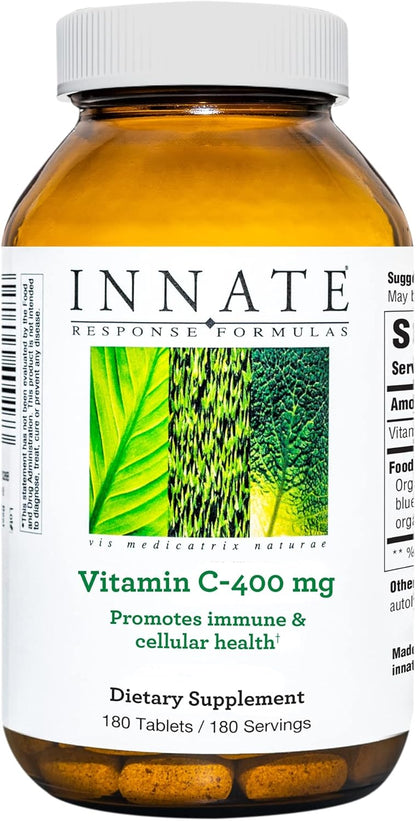 INNATE Response Formulae Vitamin C 400 mg – Whole Food Blend, Non-GMO, Vegan (180 Tablets)